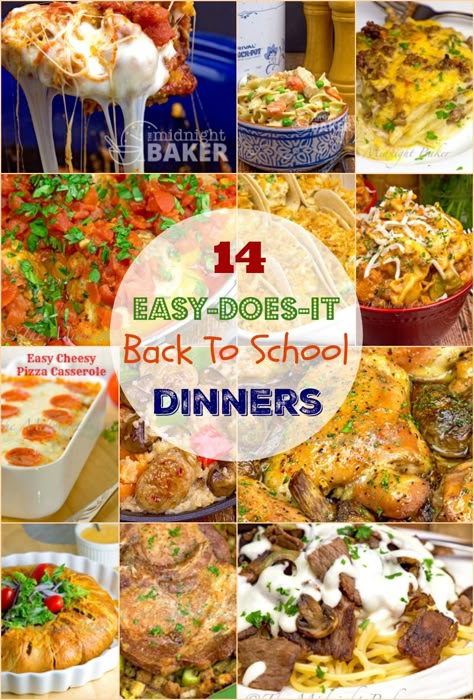 The whole family will love these 14 easy school night dinners. School Night Dinners Here are 14 easy and tasty meals that the kiddos will love. So will you! Make the first two weeks of school night dinners easy on you and your family. #backtoschool Easy School Night Dinners, School Night Meals, Back To School Dinners, School Night Dinners, School Night Dinner, School Dinner, School Meals, Recipe Slow Cooker, School Dinners