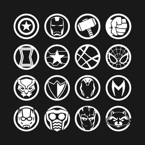 Avengers Infinity War Heroes Icon Marvel Superhero Logos, Marvel Tattoo Sleeve, Avengers Symbols, Avengers Tattoo, Avengers Drawings, Tattoo Diy, Avengers Quotes, Avengers Pictures, Avengers Imagines