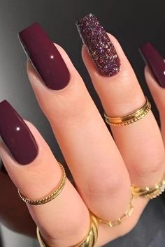 Mehroon Nail Extensions, Vine Red Nails, Nails Extension Designs, Elegant Long Nails, Dark Color Nails, Nail Paint Shades, Ideas Uñas, Wine Nails, Trends 2025