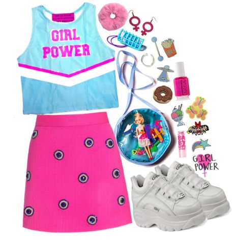 GIRL POWER! by km-r7 on Polyvore Goth Kawaii Outfits, Girls Sports Clothes, Judith Leiber Bags, Space Grunge, Unicorn Outfit, House Of Holland, Complete Outfits, Kawaii Clothes, Grunge Fashion