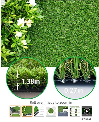 Premium Synthetic Artificial Grass Turf 1.38inch Pile Height 7FTX15FT, High Density Fake Faux Grass Turf, Natural and Realistic Looking Garden Pet Dog Lawn Fake Grass Decor, Dog Lawn, Artificial Grass For Dogs, Artificial Grass Mat, Artificial Grass Rug, Lawn Turf, Synthetic Lawn, Grass Rug, Grass Carpet