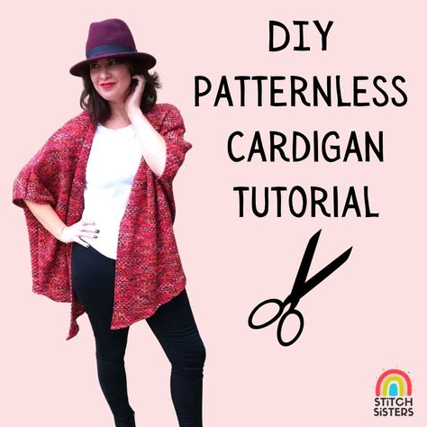 DIY Cardigan - Free Tutorial, No Pattern! - The Stitch Sisters Cardigan Sewing Pattern Free, Cardigan Pattern Sewing, Sew Cardigan, Cardigan Sewing Pattern, Cardigan Tutorial, Sewing Pattern Free, Diy Cardigan, Sewing Projects Free, Free Pdf Pattern