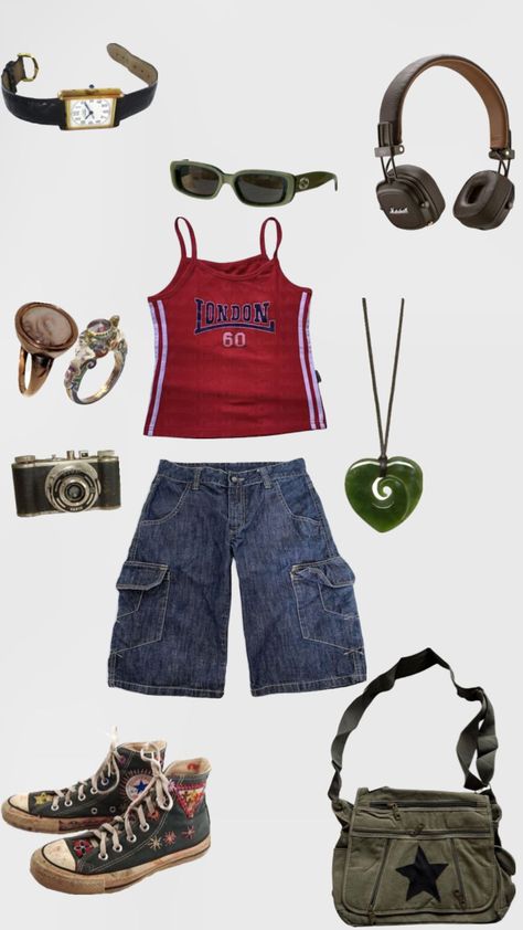 outfit idea💅🎀🤍 (how you like this?) #outfit #outfitinspo #vibes #nature #summer #slay Y2k Camping Outfits, Brat Summer Outfit Aesthetic, Summer Camp Outfit Ideas, Brat Summer Outfit, Camp Outfits Aesthetic, 2000s Summer Outfits, Camping Outfits Aesthetic, Camp Flog Gnaw Outfits, Summer Camp Outfits