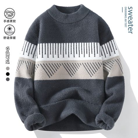 Sweaters men 2023 winter korean style mens warm sweater men fashion sweaters autumn Men's wool Cashmere Sweater Men, Mens Undershirts, Slim Fit Sweater, Pullover Mode, Sweaters For Men, Fur Sweater, Cashmere Fabric, Mens Cashmere, Sweater Men