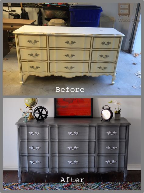 French Provincial Makeover, Furniture Repurposing, Painted Dressers, Provincial Dresser, Dresser Redo, French Provincial Dresser, Provincial Furniture, Furniture Rehab, Painted Dresser