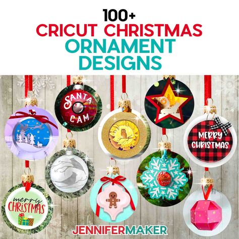 Jennifer Maker Cricut Tutorials, Jennifer Maker Cricut, Cricut Christmas Ornaments, Craft Tables With Storage, Vinyl Ornaments, Christmas Tree Decorations Ribbon, Floating Ornaments, Jennifer Maker, Craft Table Diy