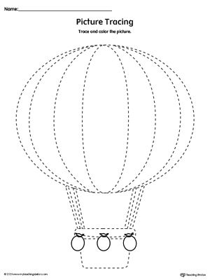 *FREE* Hot Air Balloon Prewriting Line Tracing Worksheet | MyTeachingStation.com Prewriting Activities Preschool, Practice Drawing Shapes, Preschool Prewriting, Word Tracing, Pre Writing Practice, Line Tracing Worksheets, Connecting Dots, Line Tracing, Beginning Math