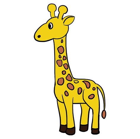 How to Draw Giraffe: Step 10 Cute Giraffe Drawing, Giraffe For Kids, Giraffe Colors, Giraffe Drawing, Cartoon Giraffe, Clip Art Library, Giraffe Art, Baby Drawing, Small Drawings