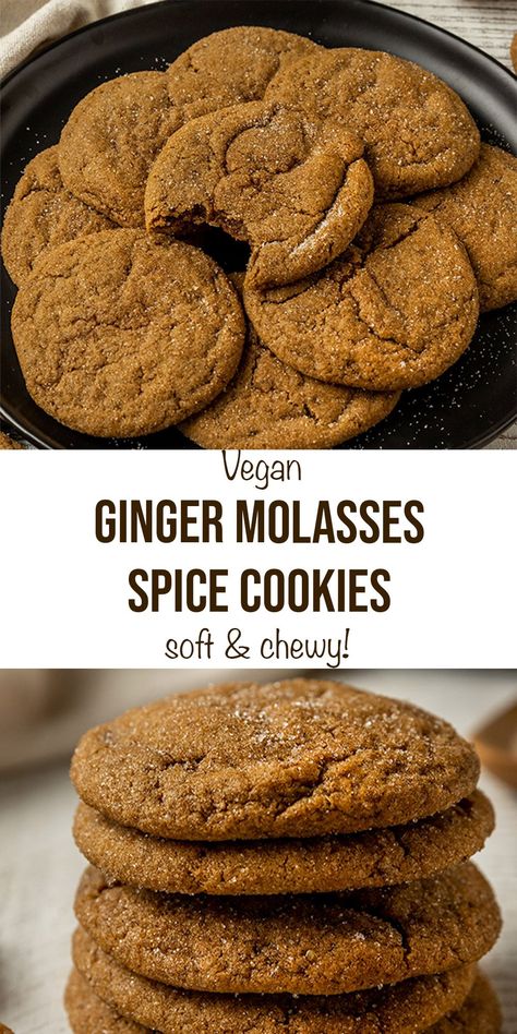 Dairy Free Ginger Snap Cookies, Gluten Free Dairy Free Molasses Cookies, Dairy Free Ginger Cookies, Vegan Drop Cookies, Vegan Ginger Bread Cookies, Vegan Spice Cookies, Ginger Cookies Vegan, Eggless Ginger Cookies, Vegan Ginger Snap Cookies