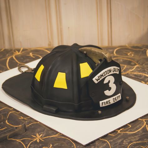 Fire helmet grooms cake Fire Helmet Cake, Fire Academy Graduation Party, Firefighter Birthday Cake For Men, Firefighter Retirement Cake, Firefighter Grooms Cake Wedding, Firefighter Cake, Firefighter Cake For Men, Firefighter Helmet Cake, Fireman Grooms Cake