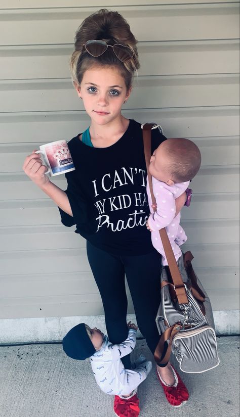 Stay At Home Mom Halloween Costumes, Halloween Costume Ideas For Mom And Daughter, Exhausted Mom Costume, Tired Mom Costume Halloween, Simple Mom Halloween Costumes, Homemade Girls Halloween Costumes, Mom Costumes Halloween, Volleyball Halloween Costumes, Career Day Spirit Week Costume Ideas