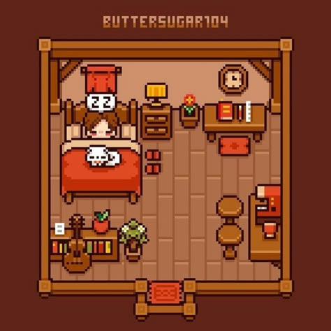 Pixel Art Living Room, Top Down Pixel Game, Pixel Art House Interior, Bedroom Pixel Art, Top Down Game Art, Top Down Pixel Art Characters, Pixel Art Interior, Pixel Art Bedroom, Pixel Furniture