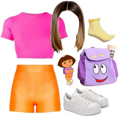 Halloween ; Dora the explorer Outfit | ShopLook Dora The Explorer Halloween Costume, Dora Halloween Costume, Dora The Explorer Costume, Dora Costume, Easy Book Week Costumes, Explorer Outfit, World Book Day Outfits, Dora Outfits, Disney Bound Outfits Casual