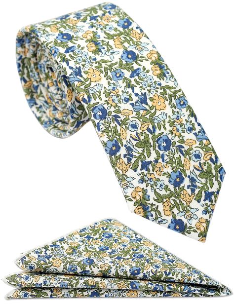 PRICES MAY VARY. 100% Cotton Imported Blue and green floral tie size: Approx. 58" Length and 2(1/2)" at widest point Pocket Square Size: Approx. 10.6*10.6 in Floral pattern on white background tie, fashionable middle-skinny cotton tie combo with handkerchief Slim flower ties design and hand made by zenxus, perfect for weddings or other special occasions.100% Satisfaction Guaranteed Dry clean only  ZENXUS tie & pocket square combo are handmade and of the highest quality.  Add some real style to a Flower Pocket Square, Floral Wedding Tie, Flower Ties, Green Floral Tie, Flower Pocket, Floral Ties, Pocket Square Size, Flower Tie, Floral Pocket