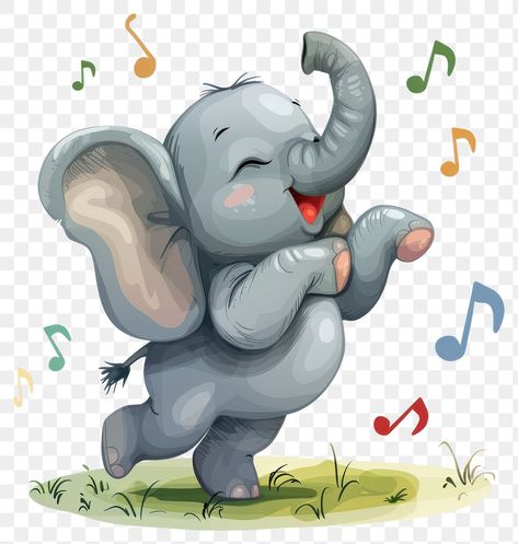 Dancing Elephant, Cartoon Grass, Elephant Cartoon, Cartoon Music, Space Hopper, Elephant Images, Pogo Stick, Dancing Animals, Elephant Illustration