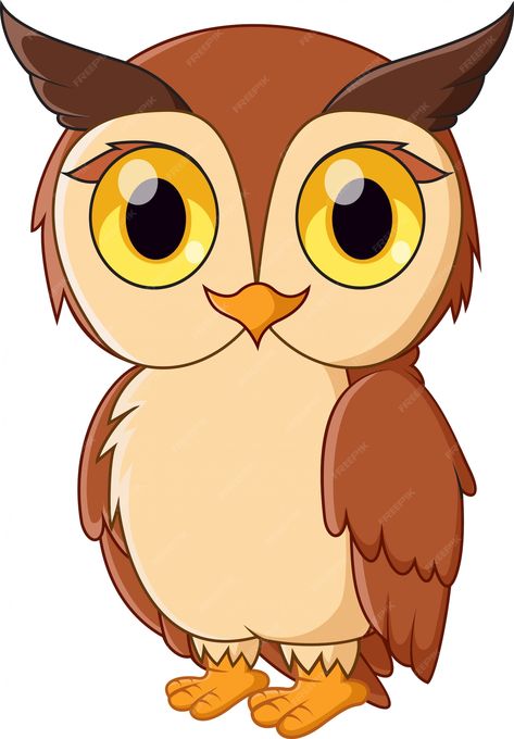 Premium Vector | Cute cartoon owl isolated on white Cute Owl Cartoon, Owl Head, Painting Cartoon, Animated Pictures, Cartoon Owl, Owl Collection, School Painting, Cute Animal Illustration, Owl Cartoon