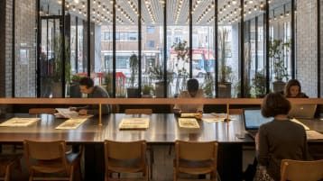 Smart hotels for digital nomads: Where work meets play | CNN Travel Ace Hotel London, London Coffee Shop, Communal Table, Shoreditch London, Hotel Industry, Hotel Branding, Ace Hotel, London Hotels, Cool Cafe