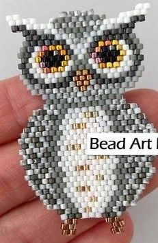 Owl Crafts For Adults, Beaded Owl, Pony Bead Projects, Miyuki Beads Pattern, Bead Woven Bracelet, Seed Bead Jewelry Patterns, Native Beading Patterns, Bead Weaving Tutorials, Beaded Earrings Tutorials