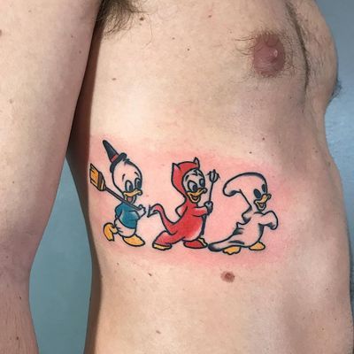 Tattoo Siblings, Donald Duck Tattoo, Siblings Tattoo For 3, Wings Flying, Duck Tattoos, Buddha Tattoos, Devil Tattoo, 3 Brothers, Sibling Tattoos