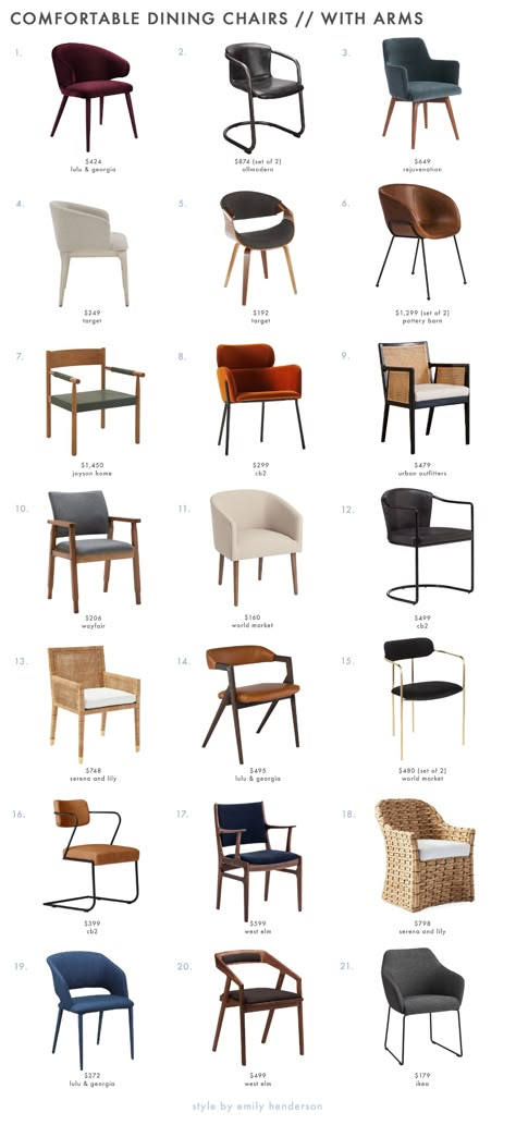 Accent Chairs For Dining Room Table, Feminine Conference Room, Arm Chair Dining Room, Restaurant Furniture Design Chairs, Dining Chairs Comfortable, Dining Chair Inspiration, Most Comfortable Dining Chairs, Comfortable Dining Chairs With Arms, Small Dining Chairs