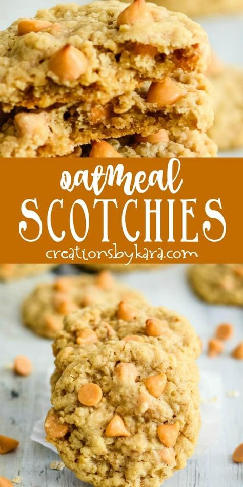 Butterscotch Oatmeal Cookies, Butterscotch Oatmeal, Butterscotch Chip Cookies, Oatmeal Scotchies, Oatmeal Butterscotch Cookies, Best Oatmeal Cookies, Butterscotch Cookies, Dessert Cookies, Oatmeal Cookie Recipes