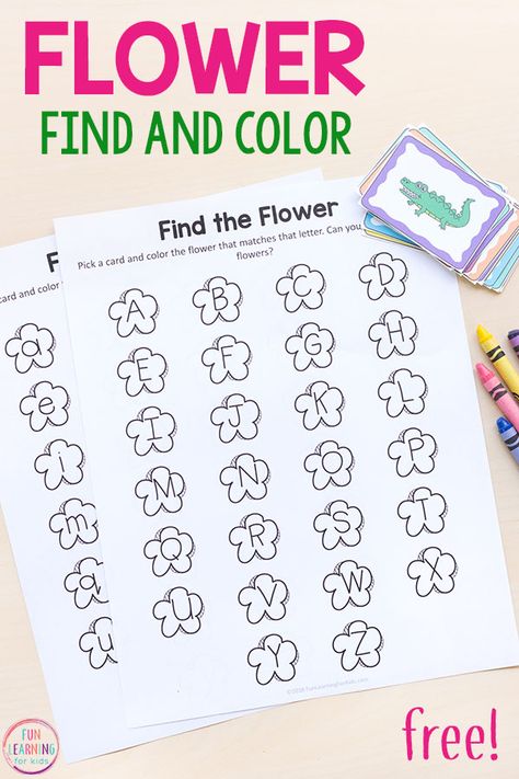 This flower find and color printable alphabet activities are perfect for spring! Perfect for literacy centers! #alphabetactivity #literacy #literacycenters #springactivities Spring Theme Preschool Activities, Early Learning Activities Preschool, Morning Work Preschool, Alphabet Flower, Find And Color, Literacy Activities Preschool, Spring Kindergarten, Free Preschool Printables, Abc Activities