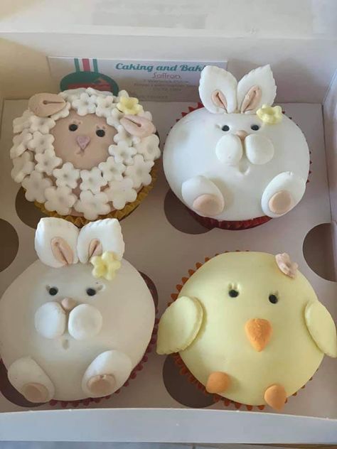 Easter Cupcakes Fondant, Bunny Cupcakes Ideas, Paas Cupcakes, Rabbit Cupcakes, Animal Fondant, Easter Themed Treats, Lamb Cupcakes, Easter Cupcakes Easy, Easy Cupcakes Decoration