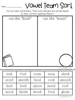 Oo Vowel Team Activities, K3 Worksheets, Picture Of A Book, Ela Intervention, Vowel Lessons, Oo Sound, Blend Sounds, Vowel Teams Worksheets, Oo Words