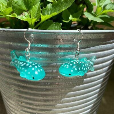 Earring style: dangle earrings. Blue Whale Shark, Shark Fish, Fish Earrings, Shark Earrings, Fish Jewelry, Kawaii Earrings, Quirky Earrings, Shark Fishing, Cherry Earrings