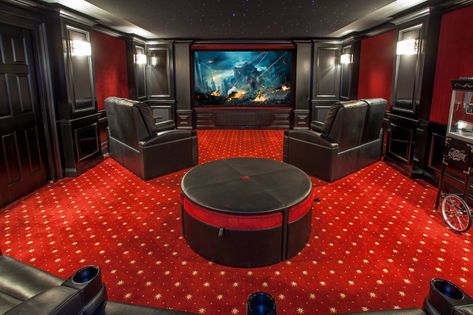 Movie Theater Carpet, Home Theater Carpet, Black Carpet Bedroom, Home Theater Ideas, Basement Home Theater, Home Theater Decor, At Home Movie Theater, Carpet Decor, Home Theater Rooms