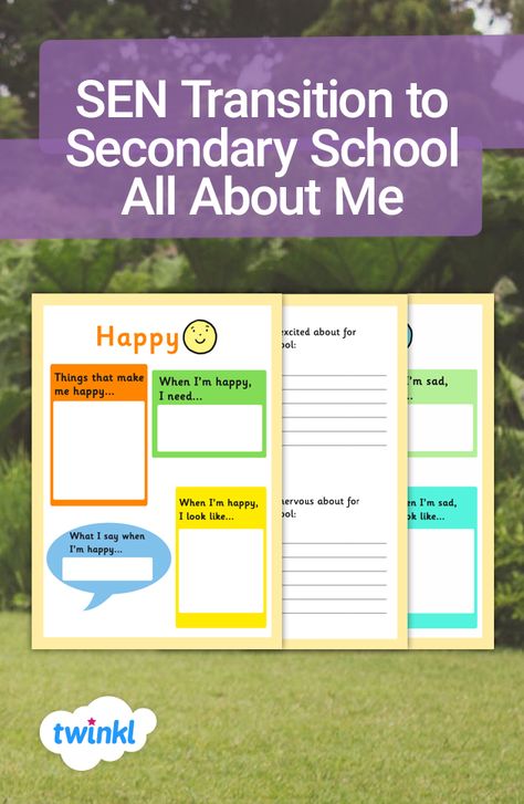 Use these all about me sheets to support your children in communicating about themselves when moving into their new secondary school. These worksheets are also a great way to provide support for your child’s vocabulary. Click to download from the Twinkl website and find more SEND teaching resources.   #SEN #SEND #allaboutme #teachingresources #transition #returntoschool #backtoschool #teaching #teacher #twinkl #twinklresources #school #education #worksheets #workbook School Transition Activities, All About Me Sheets, All About Me Booklet, School All About Me, Education Worksheets, Transition Activities, School Transition, Special Educational Needs, Inclusive Education