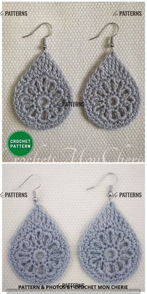 Crochet Jewlery, Crochet Jewelry Patterns, Crochet Earrings Pattern, Crochet Simple, Crochet Goodies, Crochet Design, Free Crochet Patterns, Cotton Crochet, Earring Patterns