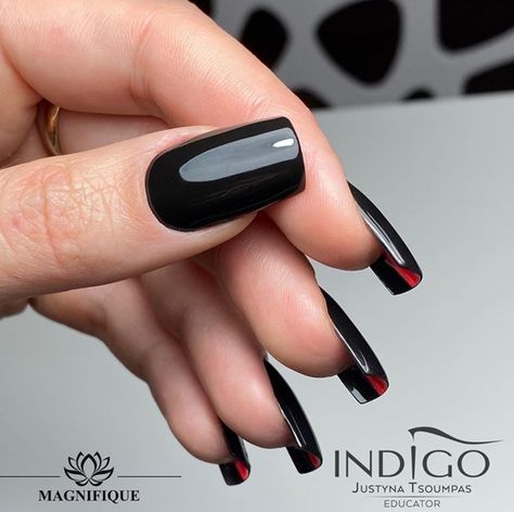 Cute Red And Black Nails, Black Nails For Prom, Red Square Nails, Nails For Prom, Red And Black Nails, Nails Prom, Black Nail Designs, Red Square, Fall Nail Designs