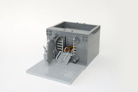 Lego Bank safe - atana studio | by Anthony SÉJOURNÉ Lego Safe Instructions, Lego Safe, Lego Fallout, Lego Room Ideas, Lego Mechanics, Lego Techniques, Lego Machines, Bank Safe, Pig Bank