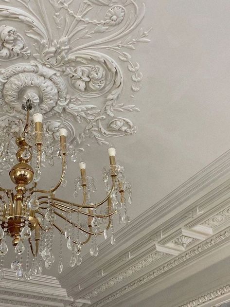 Crystal Chandelier Aesthetic, Regal Home Decor, Rococo Apartment, Gold Home Aesthetic, Gold Chandelier Bathroom, White Victorian Aesthetic, French Rococo Aesthetic, Rokoko Aesthetic, Modern Rococo Aesthetic