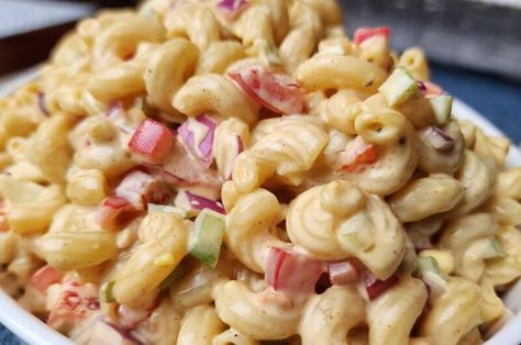 Classic Macaroni Salad Macaroni Salad With Egg, Boil Egg, Salad With Egg, Sweet Relish, Classic Macaroni Salad, Red Onion Relish, Onion Relish, Elbow Macaroni, Spanish Onion