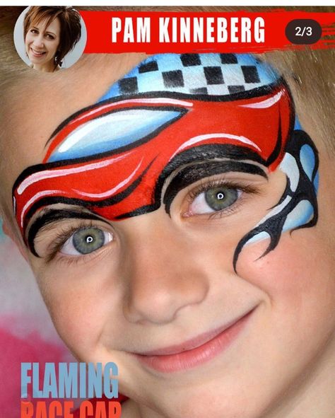 Cars Face Painting, Cars Face Paint, Race Car Face Paint, Truck Face Paint, Car Face Paint, Mens Face Paint, Face Paint Art, Dog Face Paints, Face Painting Images