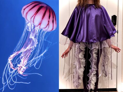 Sea Creatures Costumes Diy, Sea Theme Fancy Dress, Jelly Fish Costume Women, Jellyfish Costume Kids, Jellyfish Diy Costume, Diy Sea Creature Costume, Jellyfish Hat Diy, Under The Sea Dress Up Ideas, Sea Horse Costume