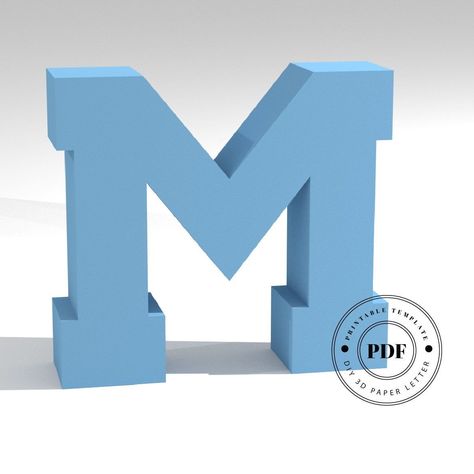 Papercraft Alphabet Printable Diy Template Pdf Letter M Low Poly Paper Model Template Tort Wednesday, Paper Model Template, Model Template, Papercut Art, Making A Model, Papercraft Printable, Diy Templates, 3d Modelle, Paper Model