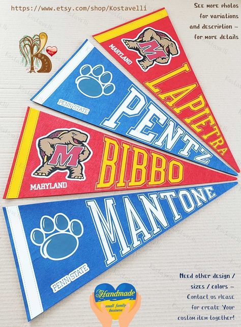 Custom Pennant Flags, Pennant Wall, Class Reunion Decorations, Name Flag, Reunion Decorations, Triangle Flag, Custom Pennants, Triangle Banner, Wall Flag