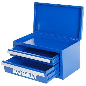 Kobalt Mini 10.83-in 2-Drawer Blue Steel Tool Box in the Portable Tool Boxes department at Lowes.com Portable Tool Boxes, Small Tool Box, Steel Tool Box, Husband Office, Portable Tool Box, Accent Storage, Drawing Bag, Tool Boxes, Modular Storage