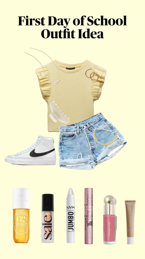 First Day Of School Outfit Idea | Why can’t it just stay summer forever? 😩#outfitidea #outfitinspo #schooloutfit Girl Heaven, First Day Of School Outfit, Summer Fridays, School Outfit, Outfit Idea, First Day Of School, First Day, Cut Out, Bring It On