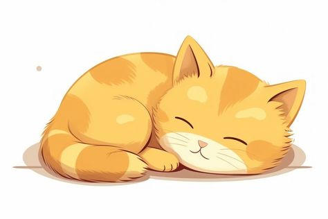 Sleeping Cats Illustration, Cat Sleeping Drawing, Sleeping Cat Illustration, Sleeping Cartoon, Sleep Cartoon, Cute Cat Sleeping, Sleeping Drawing, Sleeping Animals, Chibi Cat