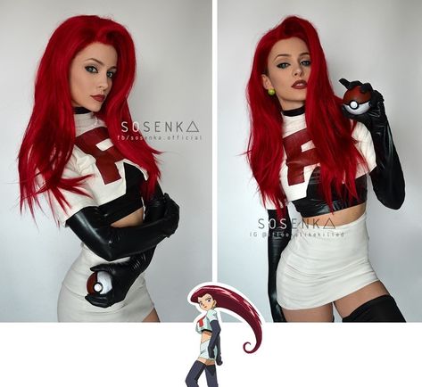 Jessie from Team Rocket in Pokemon. Cosplayer: Sosenka Team Rocket Costume, Team Rocket Cosplay, Rocket Costume, Pokemon Costumes, Idee Cosplay, Halloween Costume Outfits, Team Rocket, Sailor Venus, Fantasias Halloween