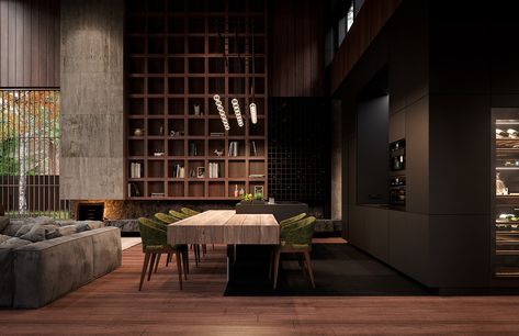 ROMA HOUSE interior | buro511 on Behance Modern Rustic Home Interior, Industrial Style House, Design Interior Modern, Modern Rustic Home, Rustic Home Interiors, Wood And Concrete, Modern Rustic Homes, Rustic Home Design, 아파트 인테리어