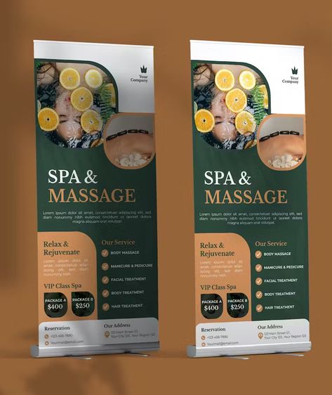 Spa Massage Roll Up Banner Template - AI, EPS, PSD Standy Ads Design Creative, Massage Poster Design Ideas, Massage Poster, Makeup Mockup, Banner Spa, Spa Banner, Menu Spa, Business Posters, Travel Advertising Design