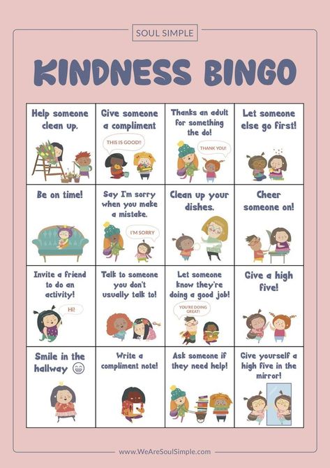 This fun family activity helps your child learn that it actually feels good to be kind! Try it today. #kindness #bingo #preschool #activities #familyfun #weekend Kind Words Activities For Kids, Kindness Chart For Siblings, Sibling Kindness Challenge, 30 Day Kindness Challenge, Bingo Preschool, 12 Ways To Show Kindness, Kindness Bingo, Preschool Workbooks, Family Tree Chart