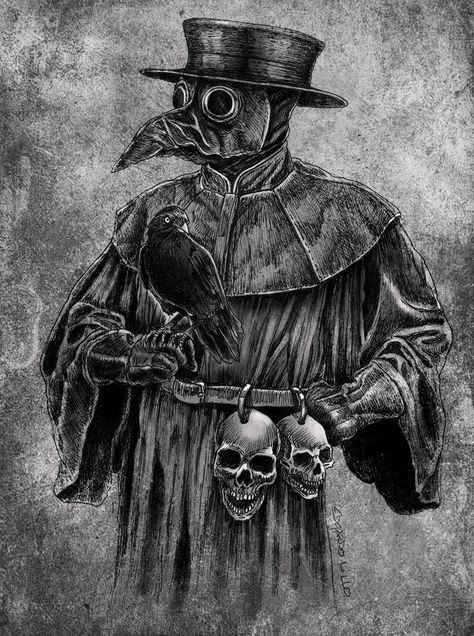 Black Plague Doctor Drawing, Dark Ominous Tattoo, Plague Doctor Tattoo Creepy, Pestilence Tattoo, Black Plague Doctor Tattoo, Scary Plague Doctor, Plague Doctor Drawing, Dr Plague, Plague Doctor Tattoo