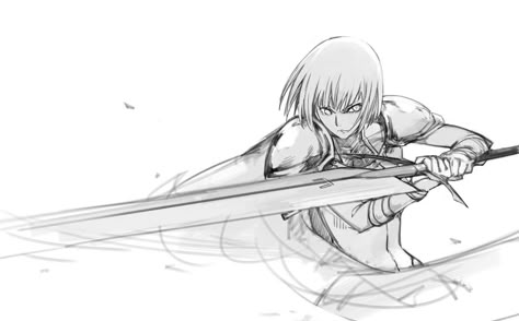 Claymore Poses Reference Drawing, Clare Claymore Manga, Claymore Poses, Claymore Pose Reference, Clare Claymore, Claymore Anime, Claymore Manga, Manga Tattoo, Creepy Monster