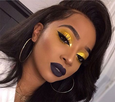 Orange Inspired Makeup, Femme Fetal, Glamour Eyes, Trending Makeup, Yellow Makeup, Yellow Eyeshadow, Bold Eyes, Face Beat, Make Up Looks